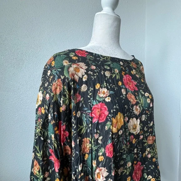 Anthropologie Eva Franco Blouse Black Floral Flowy Boho Shabby Chic - Picture 8 of 13